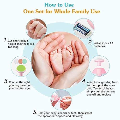 Aparador Lixa De Unha Elétrica Bebê Cortador Unha - rosa