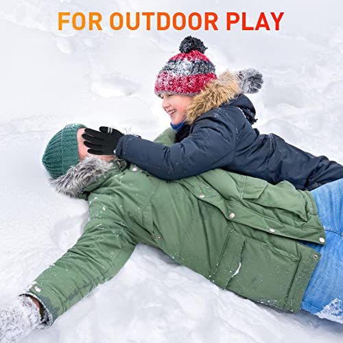 Image of Winter Gloves for Toddler Kids - 3 Pairs Boys Girls Soft Warm Wool Lined Gloves Full Finger Children Knit Gloves