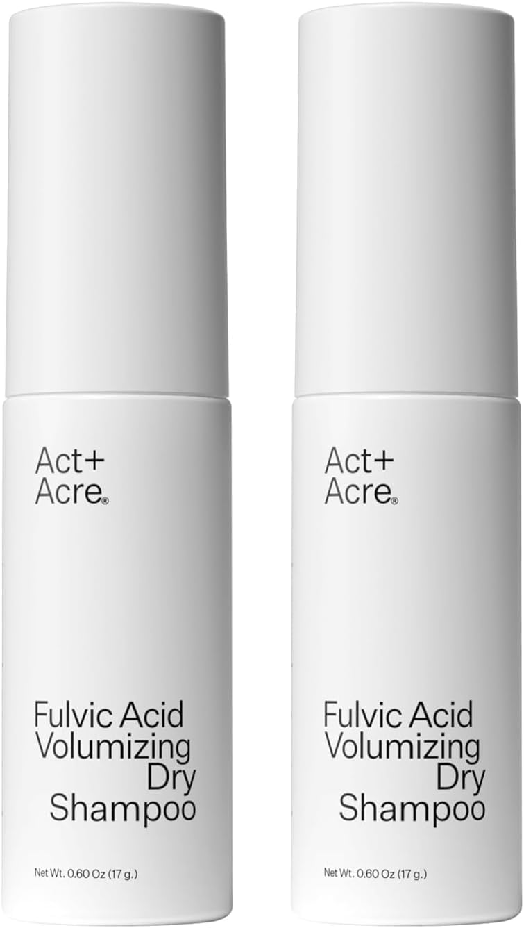 Plant-Based Fulvic Acid Volumizing Dry Shampoo - Natural and Unscented Powder Spray with Fulvic Acid and Rice Refresh Oily Hair and Restore Volume - For All Hair Types - 2 Pack (Non-Aerosol)