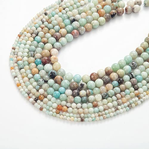Image of 100Pcs Natural Stone Beads 8mm Amazonite Round Gemstone Loose Beads with Elastic Bracelet String for Bracelets Necklace Jewelry Making