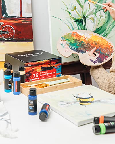 Fantastory Peinture Acrylique, 36couleurs × 60ml, Peinture Acrylique avec 12 Pinceaux, Non Toxique, ne se décolore pas, pour toile, bois, céramique, tissu, pour peintres, adultes et enfants - Image 8