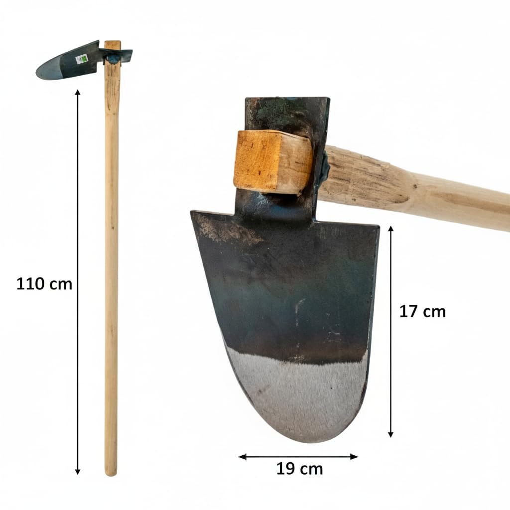 Valoak Zappa Tipo Brindisina da Giardinaggio | Manico in Legno di Faggio da 110 cm | Lama in Acciaio da 17x19 cm | Made in Italy