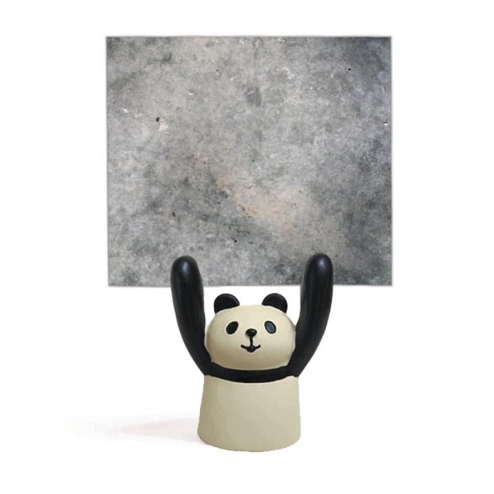 Porte-mémo en marbre blanc et noir avec son joli motif de panda pour le bureau