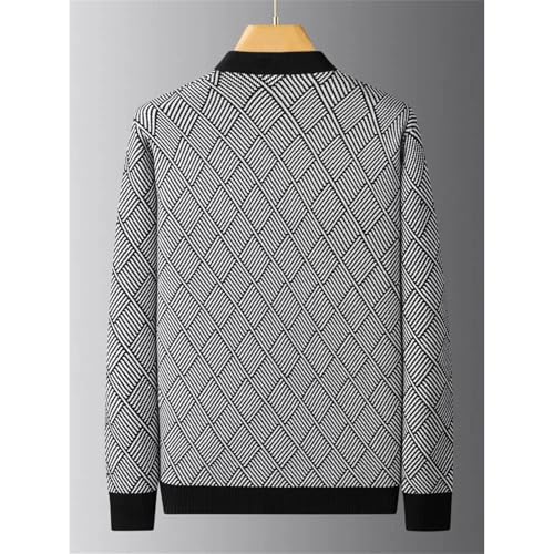 Men's V-Neck Knitted Sweater Fashion Zipper Shawl Casual Cardigan3