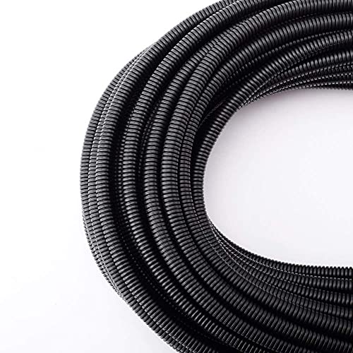 Image of ZhiYo 50 FT 1 /4 inch Wire Loom Split Tubing Auto Wire Conduit | Flexible Cover, High Temperature Heat Resistant -40F to 257F, Plastic Cover for Electrical Wires & Cables