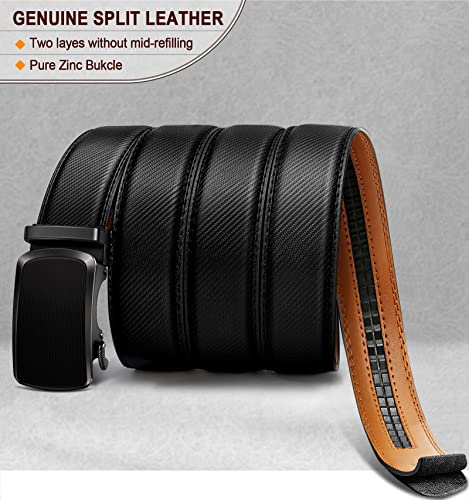 Image of KEMISANT Belt Men, Sliding Ratchet Belt Genuine Leather For Gift Mens Dress Pants Oxfords,Size Adjustable