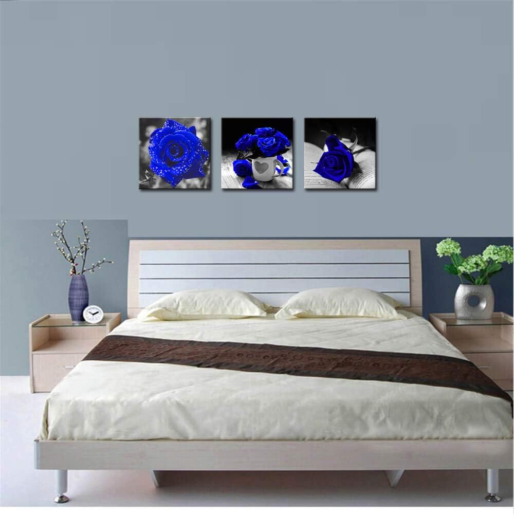 Canvas Wall Art for Living Room Rose Pictures Wall Decor 3 Panels Flowers Pictures Prints Black and White Painting Modern Florals Framed and Stretched Artwork for Bedroom image 5