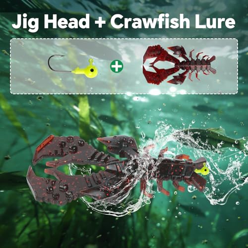 Image of Battle Craw Soft Plastic Crawfish Lures Kit with Removable Rattles | Salt Infused Creature Bait for Bass Fishing, Texas Rig & Jig Trailer Lure in Tackle Box, Realistic 1:1 Claw-to-body 4.1 /5.5in