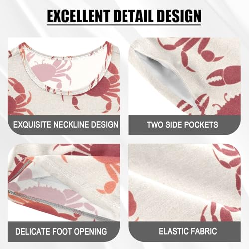 ALAZA Crab Funny Lovely Stylish Pajamas Set Short Sleeve Cotton Sleepwear Summer Pjs 2 Piece 5-14Y4