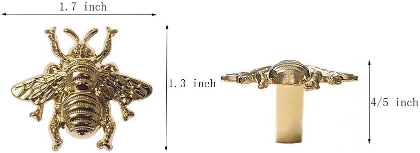 2 Pack Gold Brass Bee Knobs for Cabinets and Drawers,Animal Knobs and Pulls for Dresser