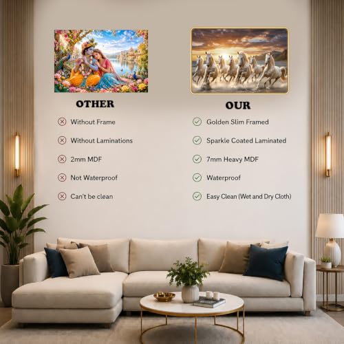 Image of 7 Running Horses Vastu Photo Frame, 16x24 Inch