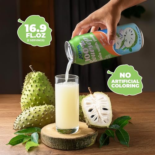 Image of JANS 100% Soursop Juice with Pulp (16.9 oz, Pack of 12) NO Sugar Added, Pure Guanabana Graviola Fresh from Juice, Not From Concentrate