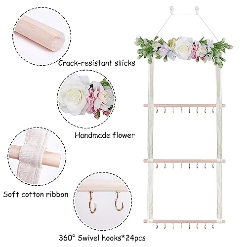 cherrboll Headbands Holder Hair Bows Organizer with Hooks, Baby Hair Accessories Storage Display for Toddler Girls Nursery Room Wall Door Closet4