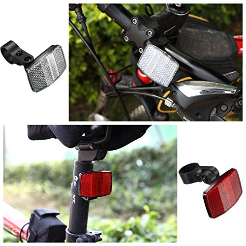 Hestya 4 Pieces Bike Front And Rear Reflectors For Handlebar And Seatpost Bicycle Reflectors Kit Bike Safety Warning Reflectors, Red And White #TOP4