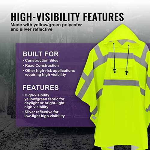 Global Glove Standard Rain Poncho, High-Visibility Yellow/Green, One Size4