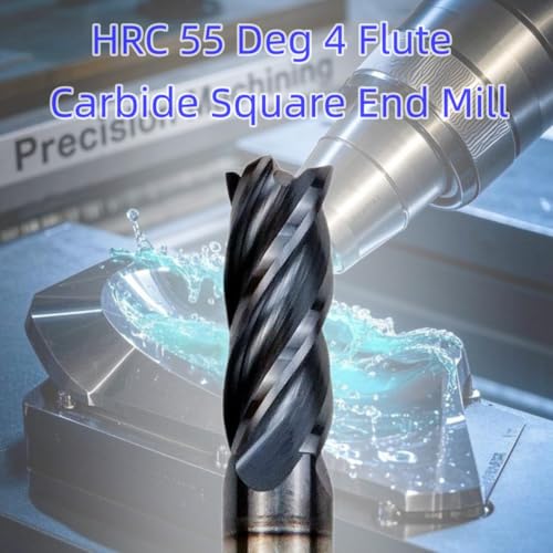 Image of 2 Pack 3 /8 Inch Carbide Square End Mill 4 Flute AlTiN Coated for Hardened Steel HRC 55 Alloy Metal Milling High Precision