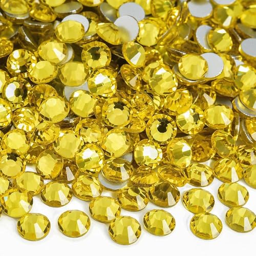Image of 2880pcs Glass Flatback Rhinestones for Nail Art Crafts, Multi-Size Round Crystal Gems for DIY Decoration 2-4.8mm SS6-20 Citrine