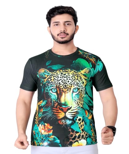 Image of Vintage Animal T Shirt for Men 3D Fierce Leopard Print T Shirt /Summer Short Sleeve Holiday T-Shirts Loose Clothing O-Neck Pullover /Cheetah Printed Attractive T Shirt