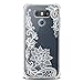 LG G6 Case for Girls N Women Clear with Lace Flowers Design Shockproof Bumper Protective Cell Phone Cover for LG-G6, LG G6 Plus 2017 Release Flexible Slim Fit Soft Rubber Cute White Floral Girly Case