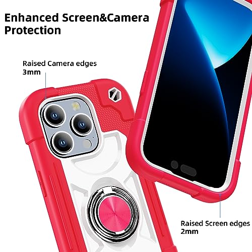 Image of MARKILL Compatible with iPhone with Built-in 360Rotating Ring Stand, Military Grade Drop Protection Full Body Rugged Heavy Duty Case Durable Cover (Hot Pink, iPhone 15 Pro Max 6.7 inch)