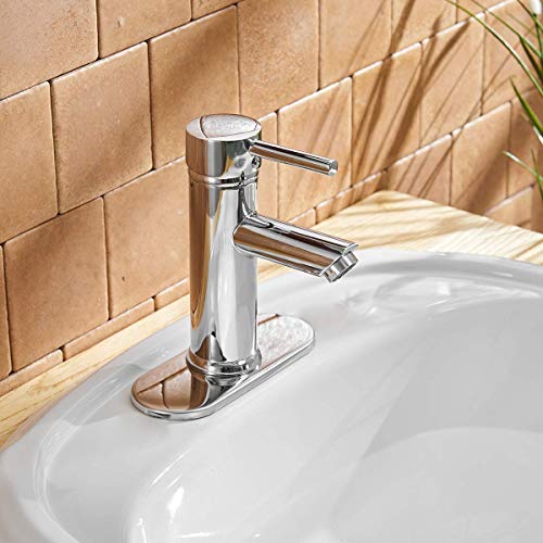 Greenspring Bathroom Sink Faucet Chrome Single Handle One Hole Deck Mount Lavatory Faucet Stainless Steel