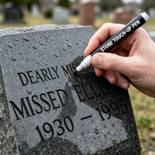 Golden Tombstone Marker Pen for Restoring Faded Grave Inscriptions 2 / 4 PCS Tombstone Memorial Paint Pen Fine Tip for Granite Marble Headstone Inscription Touch Up & Memorial Repair (Black,2 pcs)