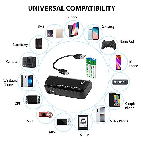 Works Portable Aa Battery Travel Charger For Google Pixel 6A And Emergency Re-Charger With Led Light! (Takes 2 Aa Batteries,Usb-C) [Black] #TOP1