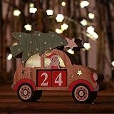 Detazhi Count Down Adventskalenderblöcke |Tage bis Weihnachten |100% Holz Bauen | perfekt für Tische und Regale |Premium Feiertag Deacute; COR, Tabletop Weihnachtszweig (Color : B)