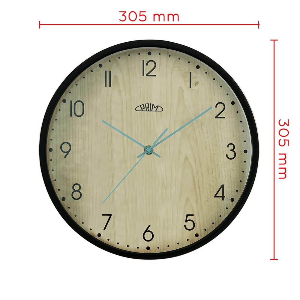 PRIM Wanduhr (Schwarz&helles Holz)