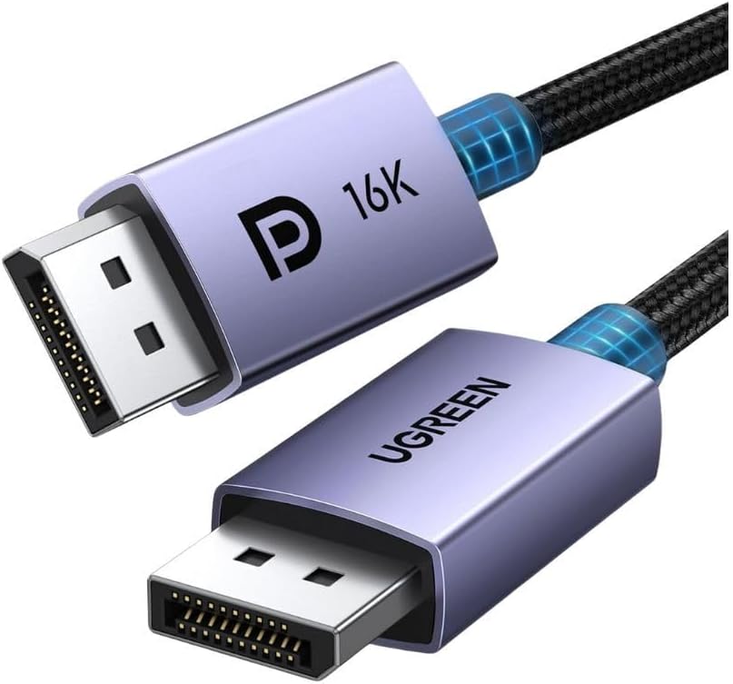 UGREEN 16K 6.6FT DisplayPort Cable 2.1 [VESA Certified] DP 2.1 40Gbps Support 8K@240Hz 1080P@540Hz HDR, HDCP, DSC 1.2a, Braided Display Port Cable Cord Compatible FreeSync G-Sync Video Card Monitor