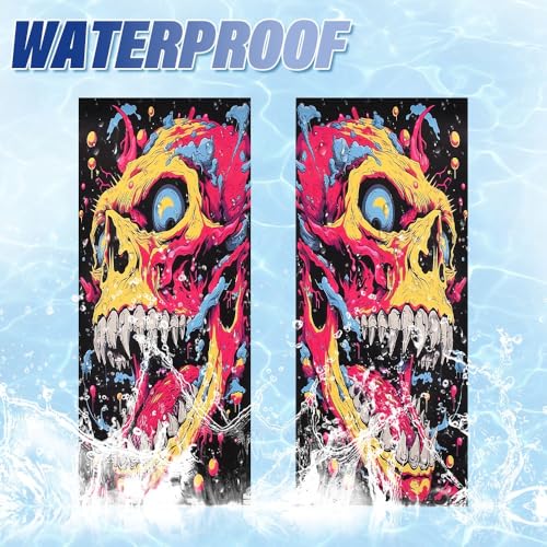 Image of JSCARLIFE Skull Car B-Pillar Sticker, HD Printed PVC Waterproof Car Decals, Car Stickers Vinyl Self-Adhesive Side Strip Decal Cool Stickers (Skull Style 5)