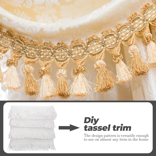 Borlas decorativas para cortinas blancas y ribete de flecos para cojines de sofá DIY 8