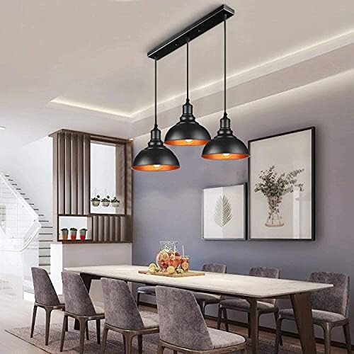 LEDSone 3 Head Pendant Light Modern Vintage Industrial Retro Metal Iron Ceiling Pendant Light Lampshades (Type 1)