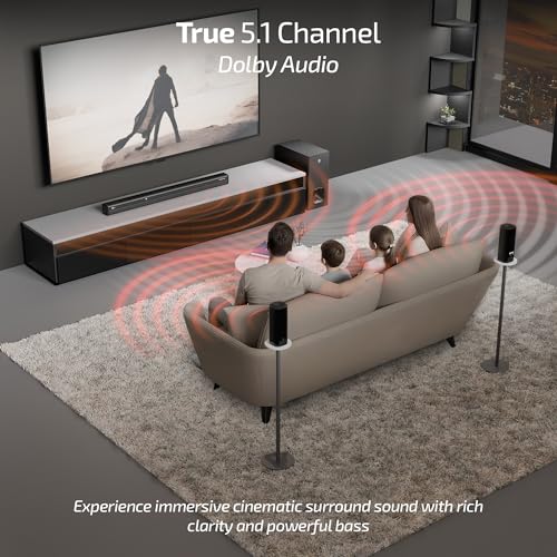 Image of iBall Cinebar 560 800W Soundbar, True 5.1 CH, Dolby Audio, Wireless Subwoofer & Satellites, Triple Driver Audio, 20.32cm Subwoofer, BT v5.3, HDMI ARC, USB, AUX, LED Display, Wall Mountable, EQ Modes