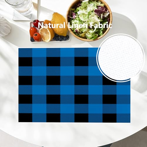 Sets de table bleu marine rectangulaires style carreaux lot de 4 pièces