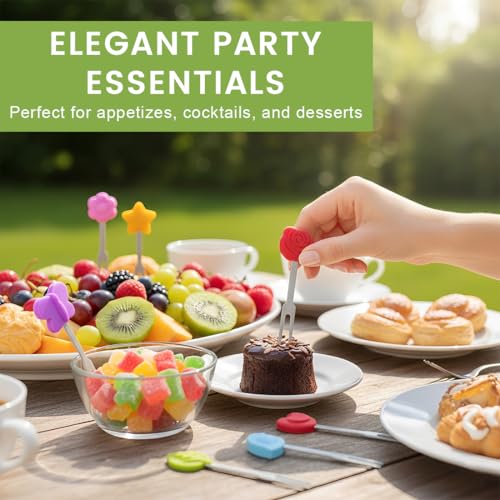BAHME 8 Pcs piekser fingerfood, pieksi und griffel, kleine gabeln, Piekser Fingerfood Obstgabeln aus Edelstahl, Mini Gabeln für Party Picknicks, Brotdose, Kuchengabeln, Snack Obstspieße