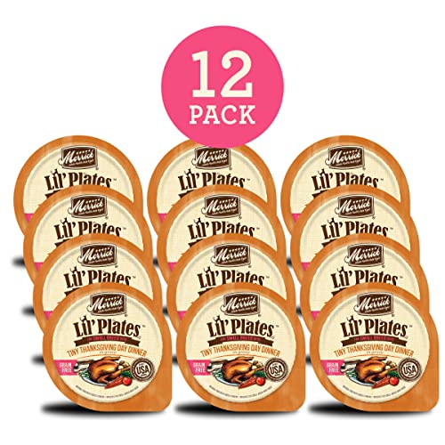 Merrick Lil' Plates Grain Free Small Dog Food, Tiny Thanksgiving Day Dinner Recipe, Wet Dog Food - (12) 3.5 Oz. Tubs #TOP1