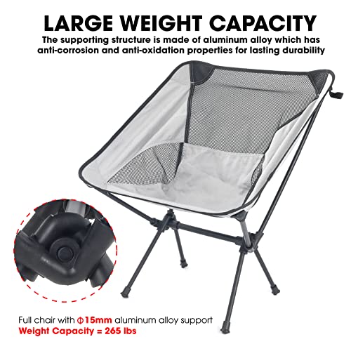 Lightweight Portable Folding Camping Chair Compact Beach Camp Chairs For Adults Foldable Backpacking Chair Outdoor Chair For Camping Hiking Lawn Picnic Outside Travel (Grey) #TOP6