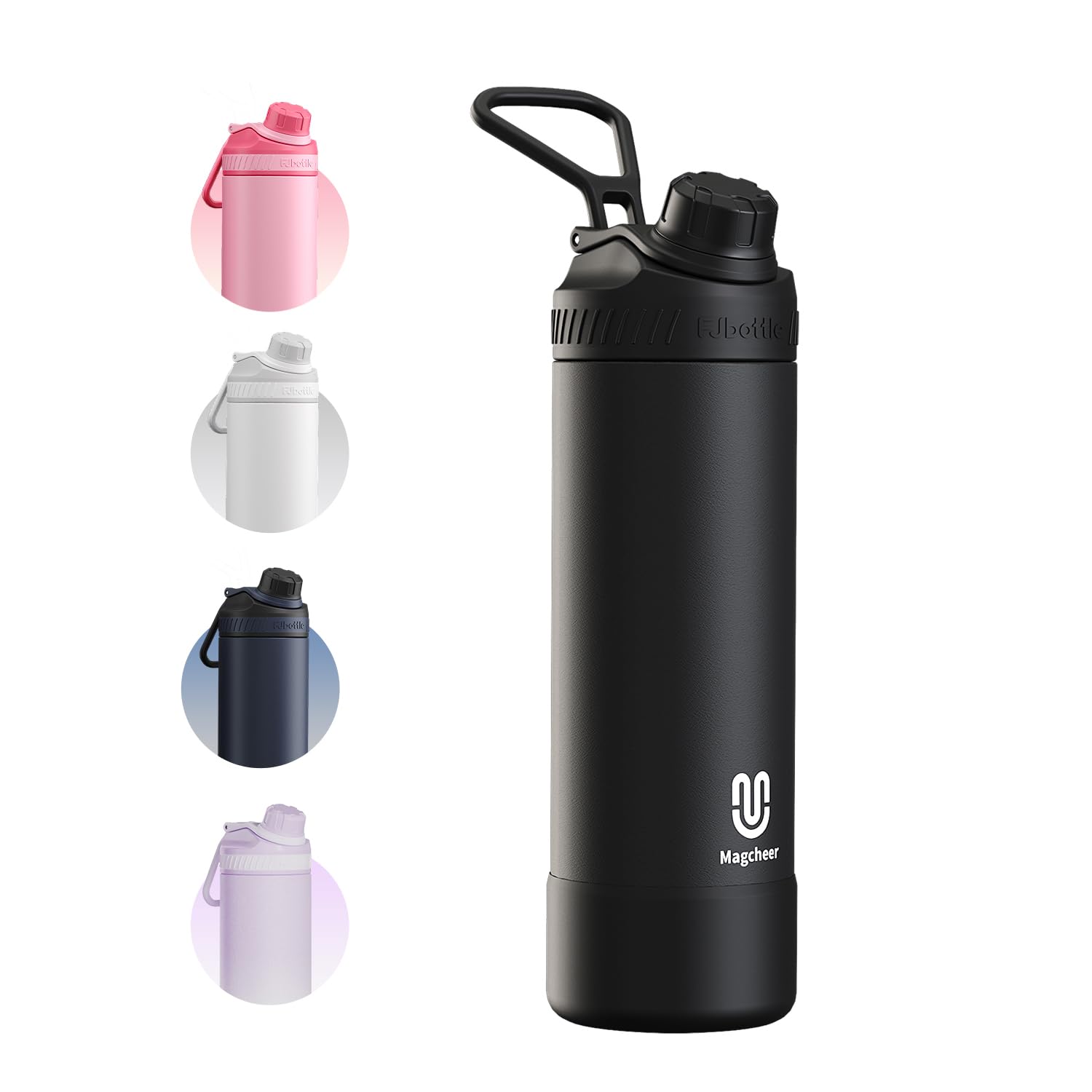 magcheer Insulated Stainless Steel Water Bottle 750ml | Sport Metal Water Bottle | Keep Cold 24h & Hot 12h | BPA Free Leakproof | Wide Mouth Flask for Gym Travel and School (Black)