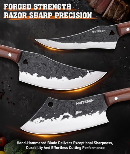 Naitesen 9PCS Butcher Knife Set With Roll Bag, Kitchen Knives - image 5