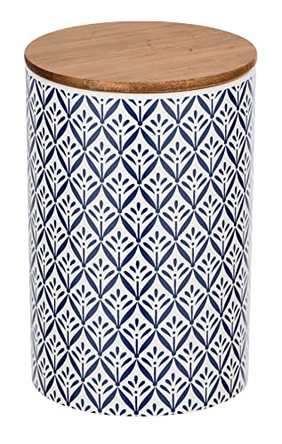 WENKO Aufbewahrungsdose Lorca, 1,45 l, Frischhaltedose mit Bambusdeckel und Silikonring zur luftdichten & aromafrischen Aufbewahrung, aus hochwertiger Keramik, Ø 12,5 x 18,5 cm, Mehrfarbig
