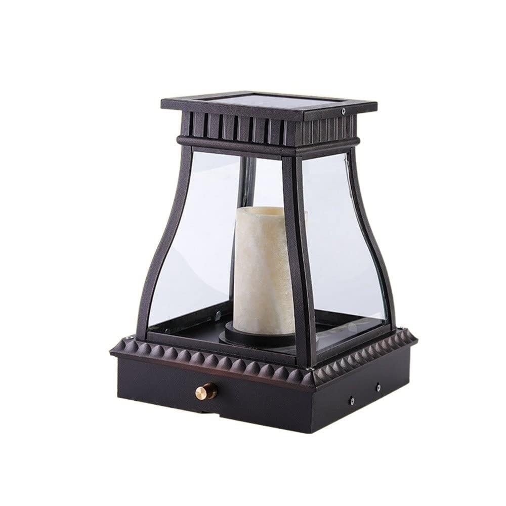 GeRRiT Post Lights Outdoor IP55 Waterproof Solar LED Outdoor Bollard Column Lamp Marble Star Candle Aluminum Glass Pillar