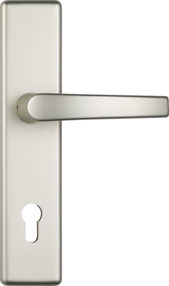 ABUS Tür-Schutzbeschlag HLT612 F2 neusilber | Stahleinlage für hohen Abreißschutz, geeignet für Haus-Eingangstüren, Abstand 92 mm, Vierkantstift 10 mm
