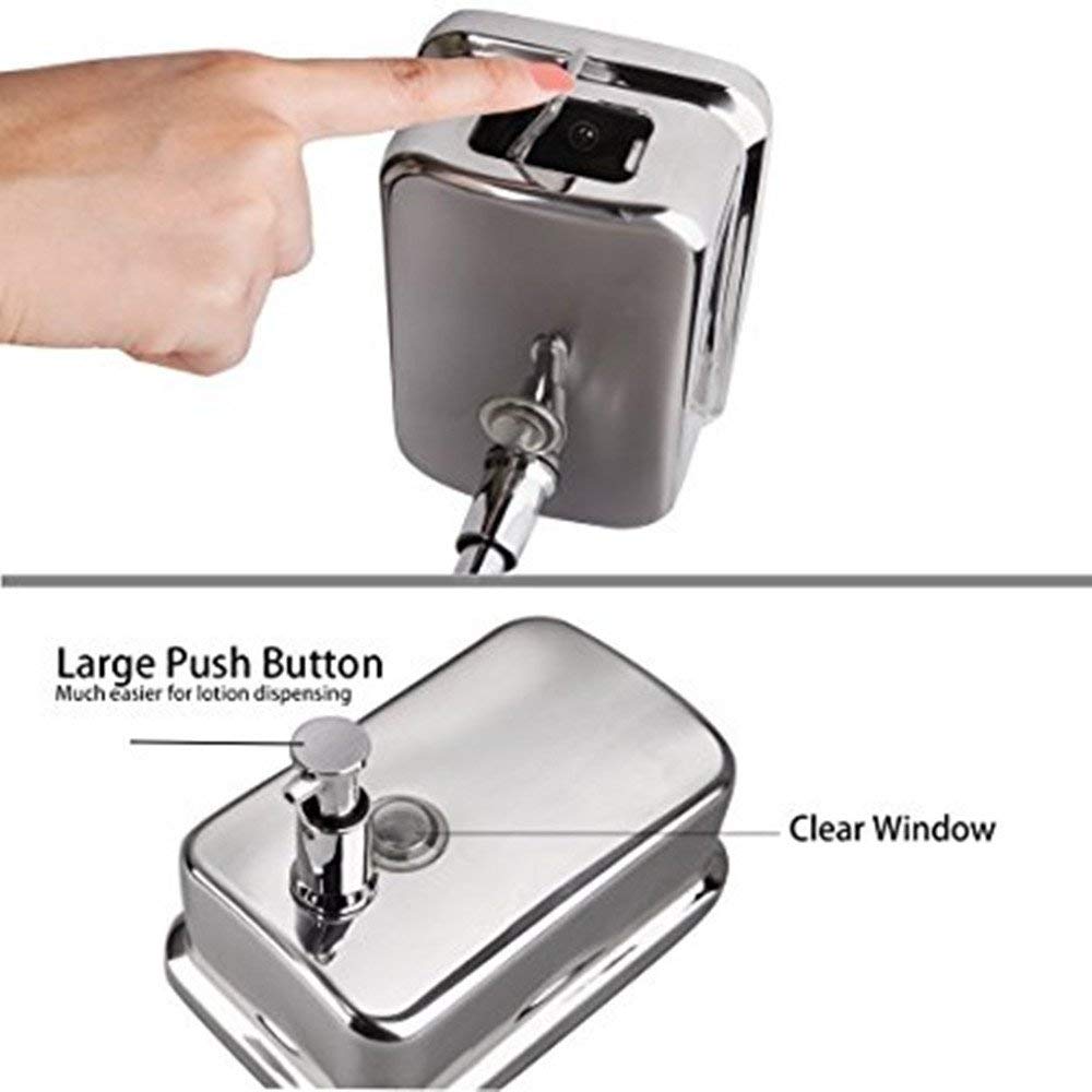 Dispenser di sapone manuale a pompa da parete in acciaio inox, dispenser di sapone per le mani, commerciale per bagno e cucina (800 ml)