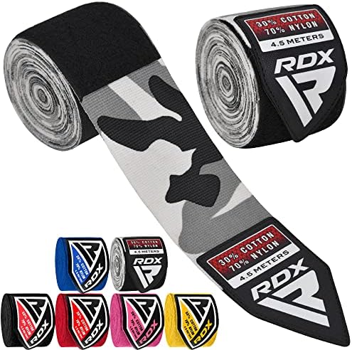RDX Boxing Hand Wraps Elasticated MMA Inner Gloves Fist Protector 4.5 meter Bandages Mitts, , Gray