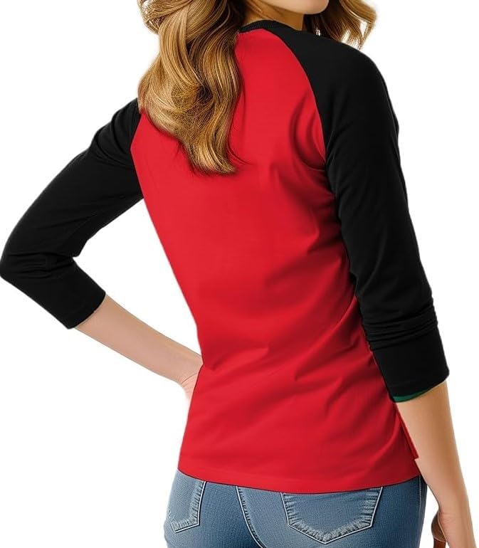 3/4 Sleeve Womens Baseball Shirt – Womens V Neck T Shirts Raglan Sleeve Women Tops, Classic Baseball Jersey Women - Image 2