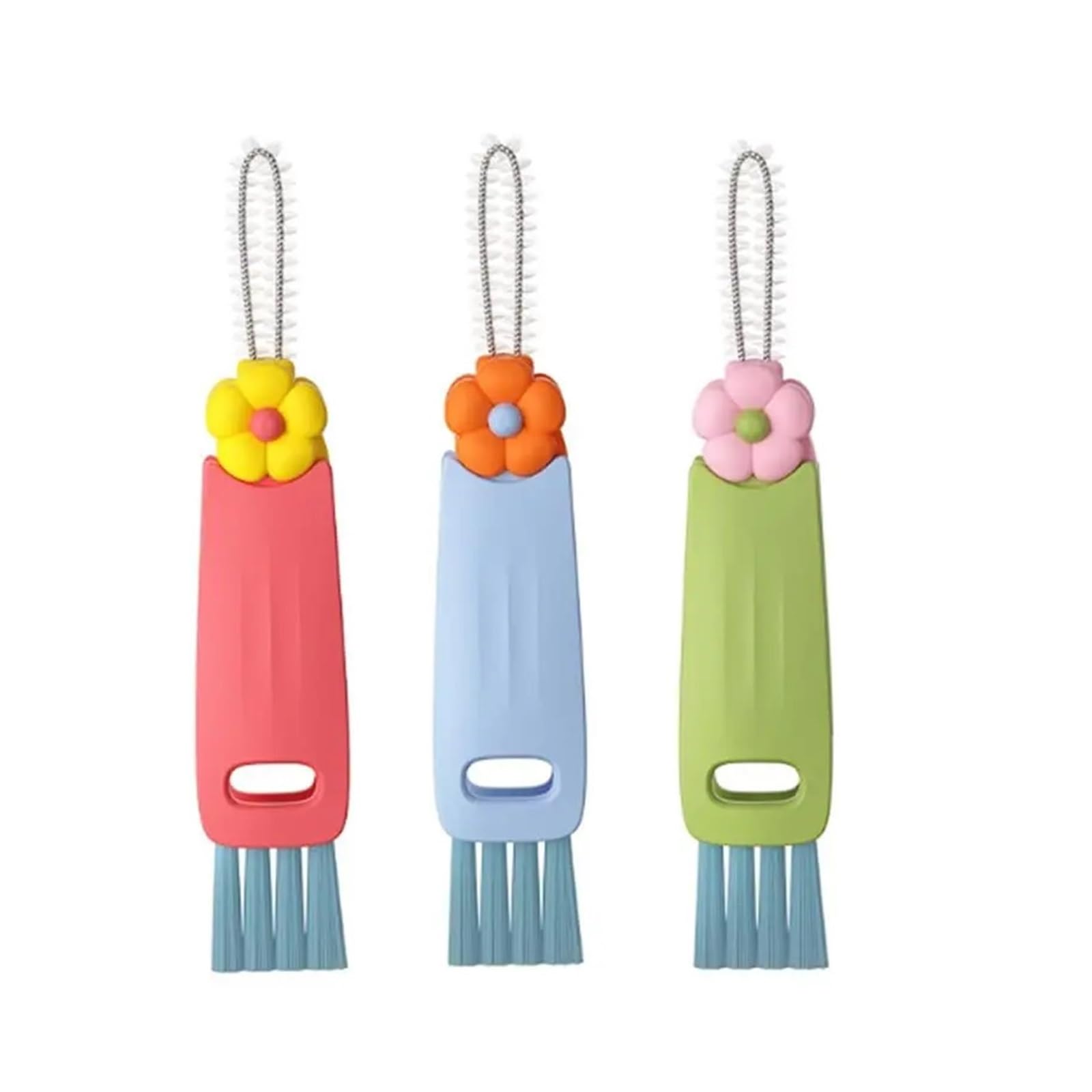 6pcs 3 in 1 Cup Lid Cleaning Brush - Portable Crevice for Bottle lid Gap PC Cute Flower Multi Functional Cleaner For Kitchen