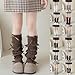 Girls Cute Bowknot Knitted Leg Warmers Japanese Style Dance Socks Winter School Boot Accessories for 5-16 Years
