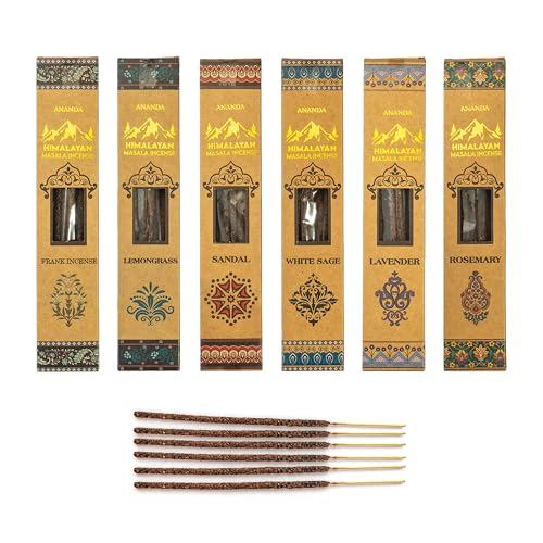 Himalayan Masala Smudge Incense Sticks, Patchouli, White Sage, Rosemary, Lemongrass, Sandalwood, Lavender, 6 Packs of 10 Sticks (60 Total), Long Burning, Handcrafted Smudge Series