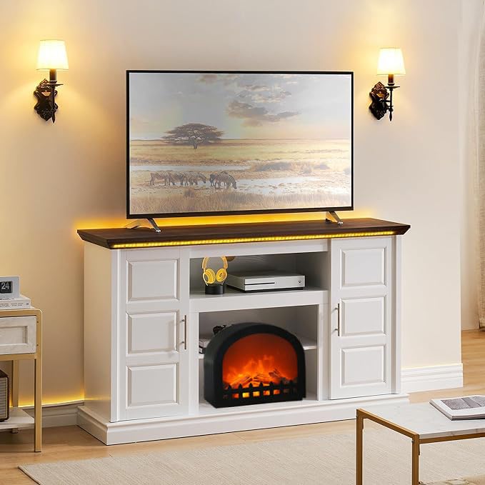 WowWarm - Faroles decorativos para chimenea, pequeña chimenea falsa para interiores y exteriores, lámpara LED con efecto de llama, funciona con baterías/USB (sin función de calentador) 2